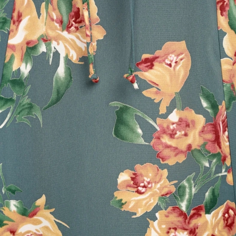 Floral Tie-Front Teal Maxi Dress - Picture 4 of 5